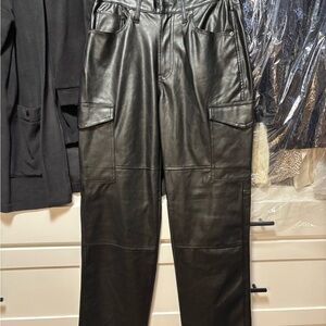 Women GAP Black Cargo faux Leather Pants